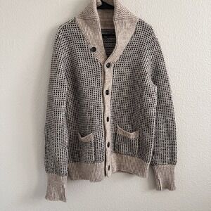 LL Bean Signature Large Men's Matinicus Rock Sweater Shawl Collar Cardigan Wool